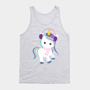 Winter Unicorn, Magic Unicorn, Cute Unicorn, Scarf Tank Top